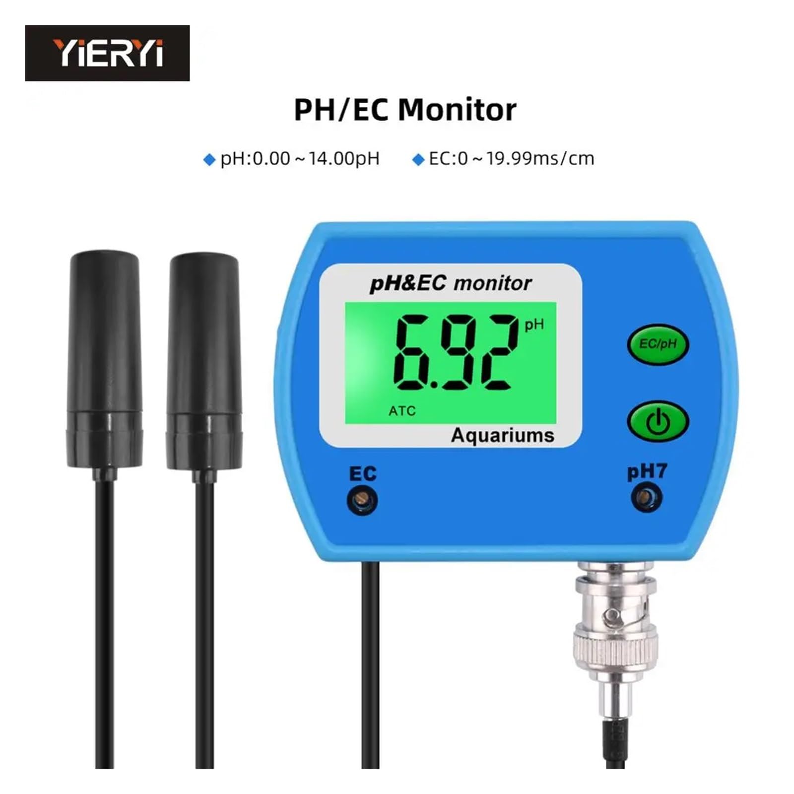 PH-mètre EC Professionnel 2 en 1, for Aquarium, Moniteur Multi-paramètres De La Qualité De l'eau, Moniteur PH/EC en Ligne, Acidomètre DéBitmèTre De Liquide