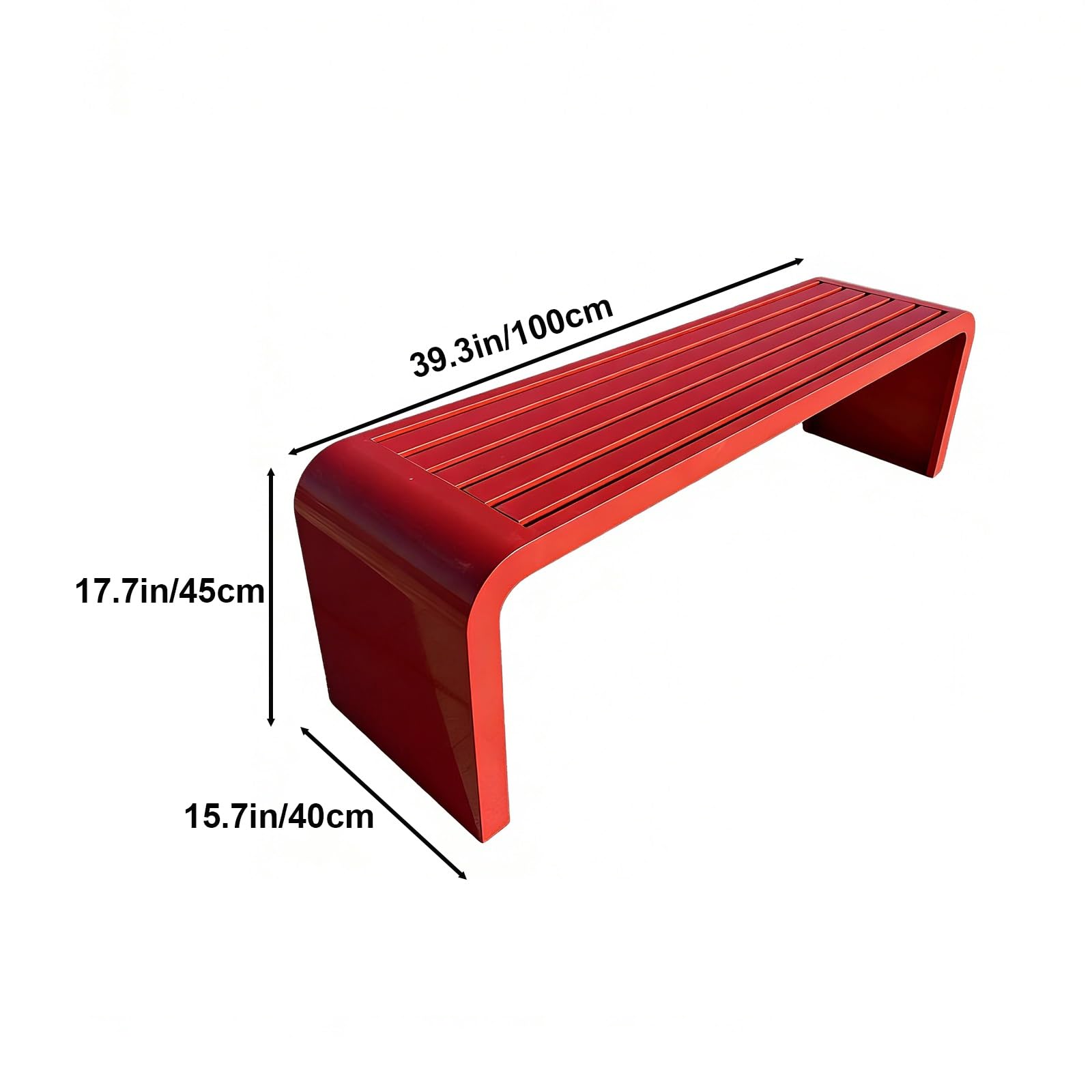 Genérico Banco de Parque Exterior de Acero Inoxidable Resistente a la Intemperie y de Alta Resistencia - Elegante Asiento de jardín Negro para Patio y Piscina, 100 cm (39,3 Pulgadas), Banco de Porche