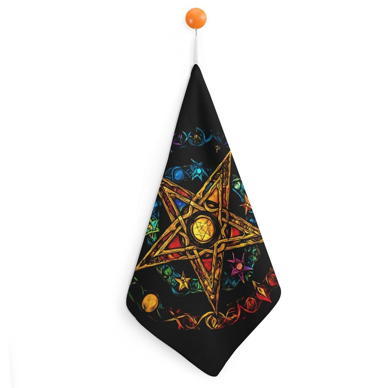 CGSBNGHA Wiccan Pentagram Witchcraft Magic Pagan Star Hand Towel Hanging Face Towels Cleaning Cloths Handkerchief for Bathroom Kitchen