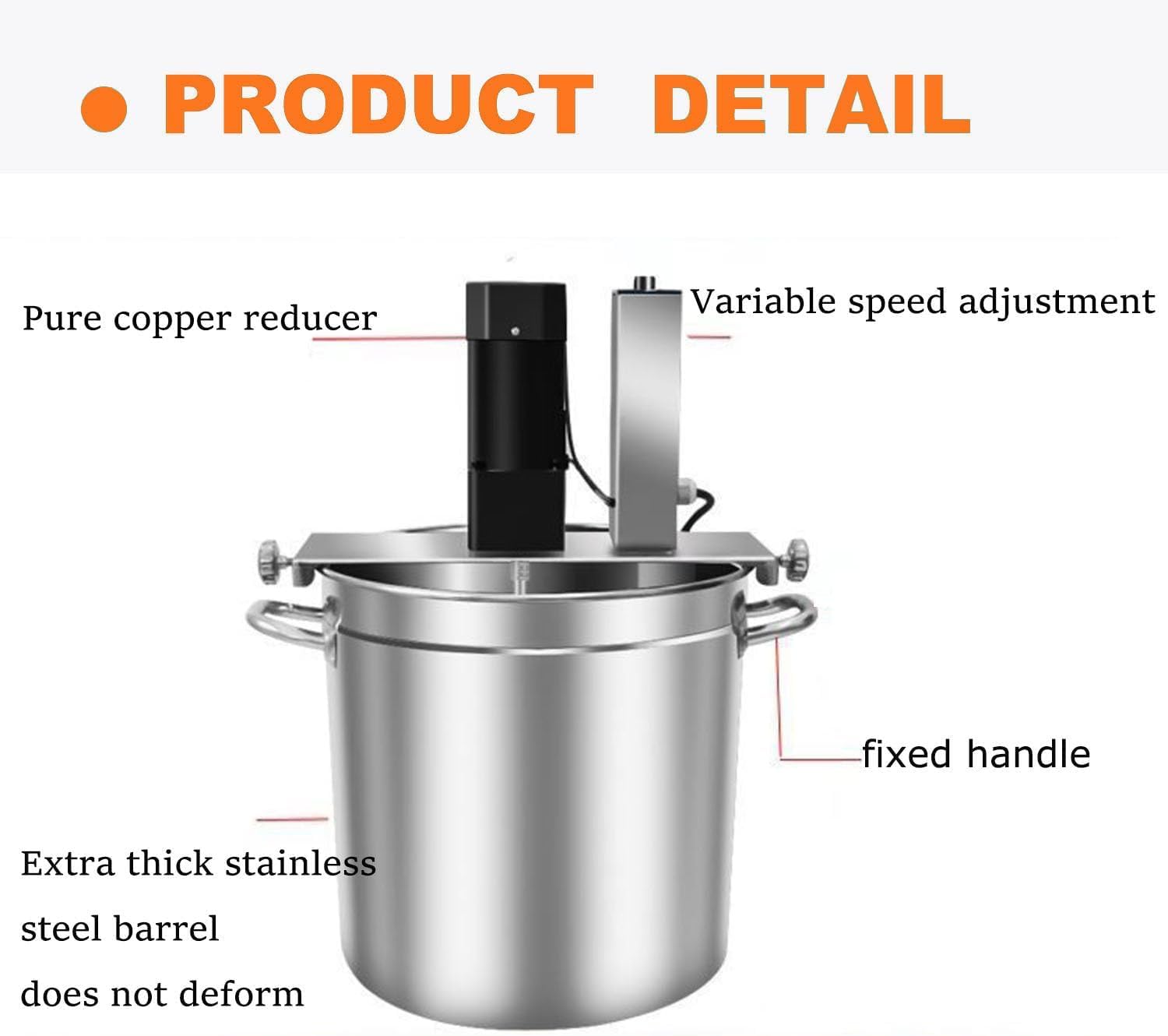 Agitador eléctrico de olla, mezclador de velocidad ajustable con raspador de 4 cuchillas para cocinar, mezclador de mortero portátil para 20L/50L/90L, herramienta ideal para mezclar alimentos
