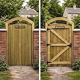 MD Carpentry Arched Wooden Garden Gate – Pressure Treated Timber, Rear Z-Brace & Lockable Backside Design ((180cm High x 75cm Wide x 6cm Deep))