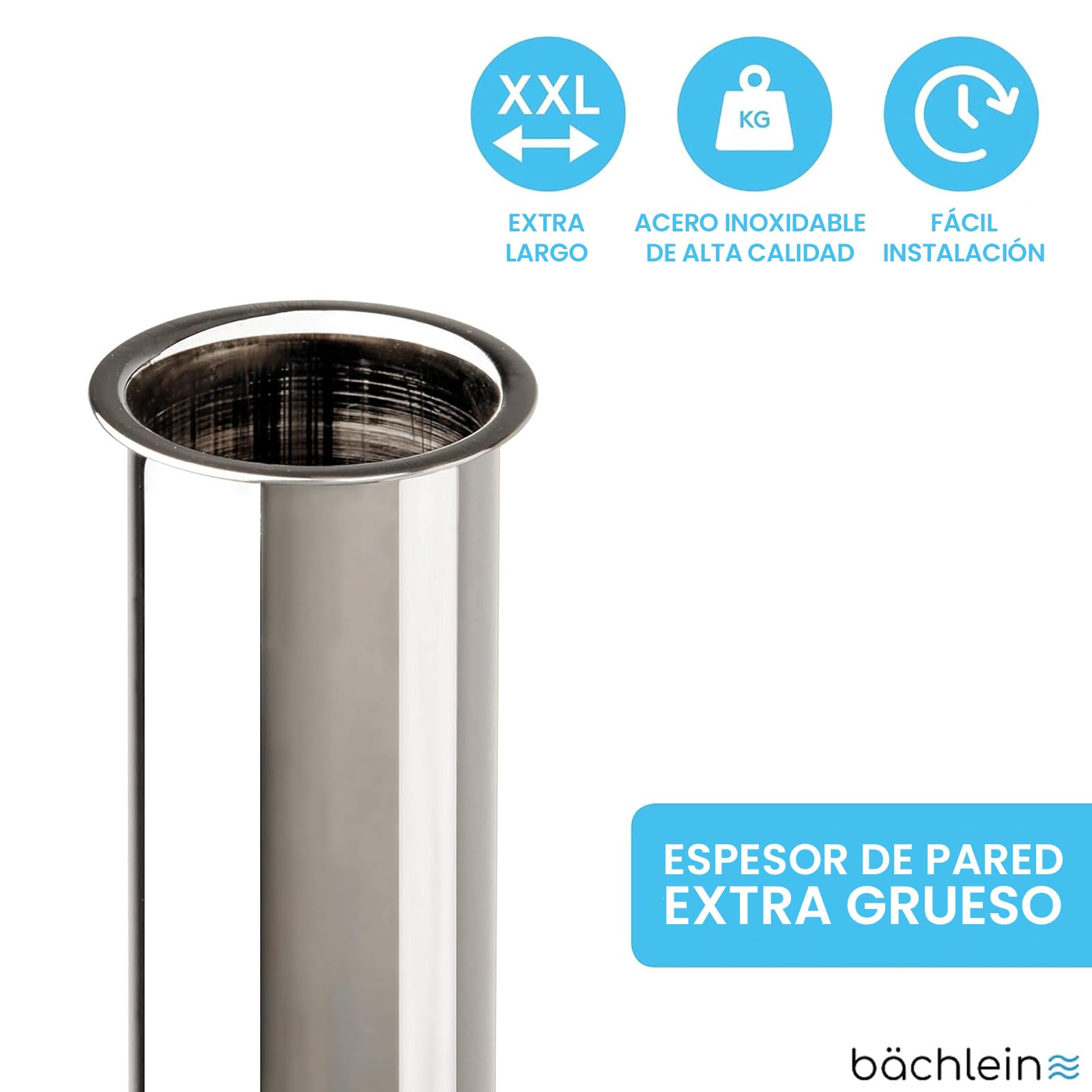 Bächlein Tubo de Inmersión para Sifón Universal - Extra largo 400 mm - Cromado
