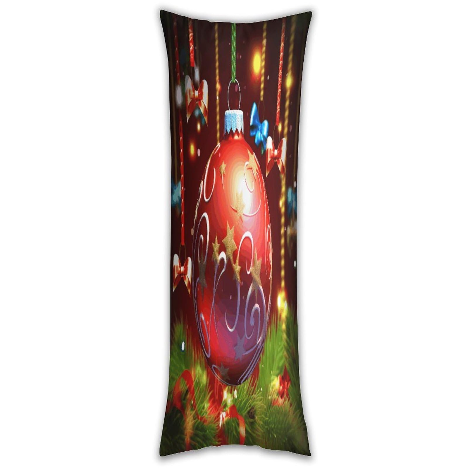 Xmas Ball Pillow Cases Breathable Vertical Long Pillowcase Body Pillowcase with Hidden Zipper Closure Soft and Cozy Pillow Cover 20x54 Inches for Bedroom Couch