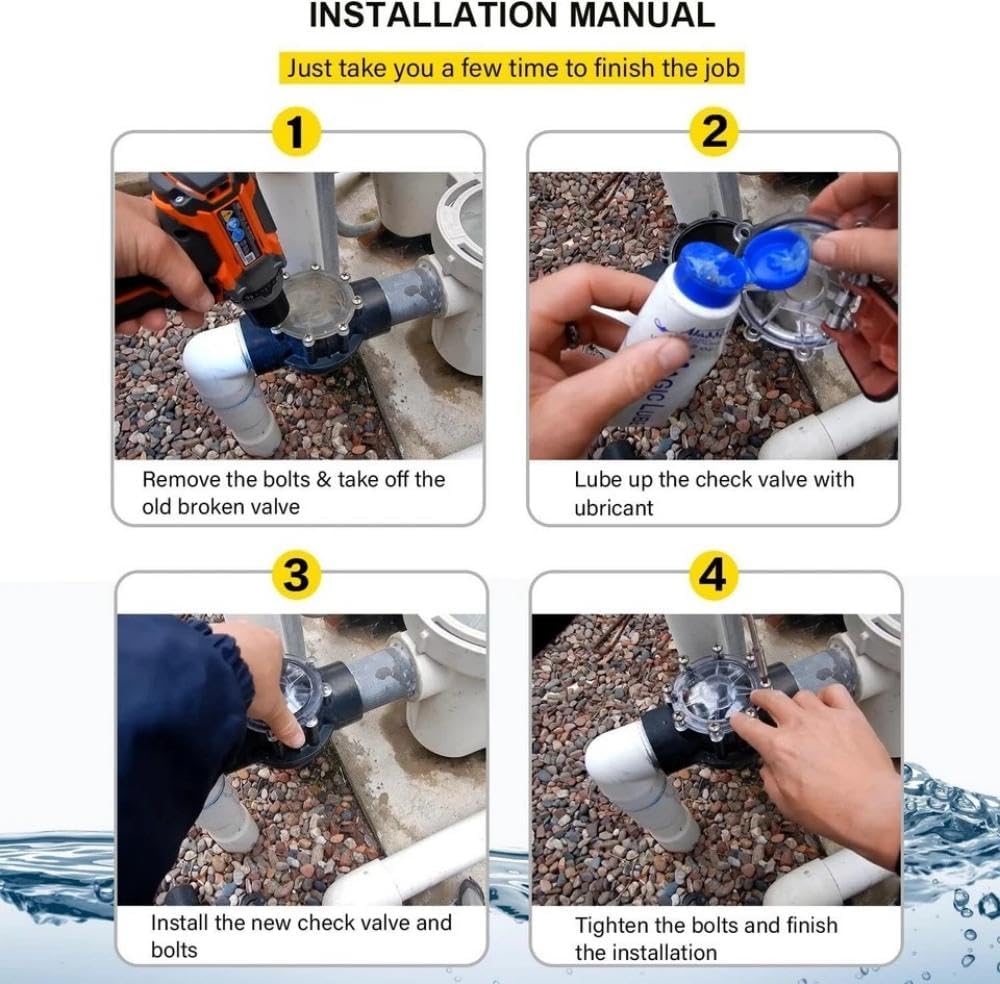 7305 Pool Check Valve Replacement 180 Degree for Jandy 2-Inch to 2-1/2-Inch Check Valve Compatible with Pool Pumps Heat Pumps and Spa Straight Through Flow