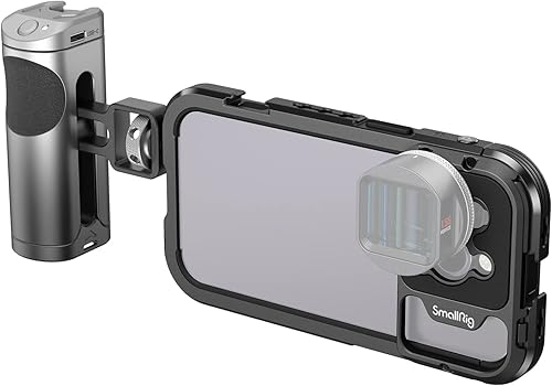 SmallRig Smartphone Video Rig Kit for iPhone 14 Pro Max Aluminum Video Stabilizer Kit with Side Handle Single Handheld Phone Cage Kit for Filmmaking