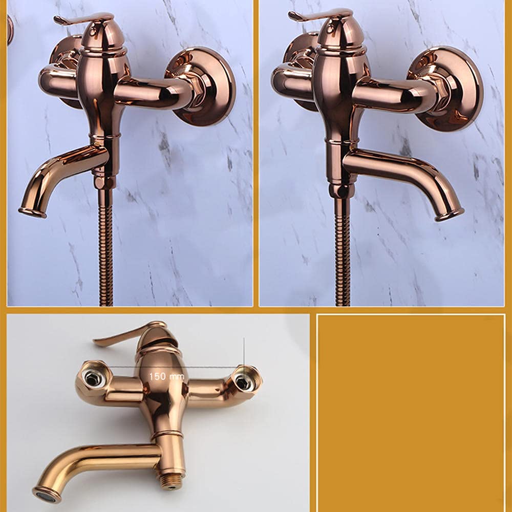 Miscelatore per Bidet e WC da Parete, Kit di spruzzatura, doccetta Manuale Marrone Antico, Set di rubinetti con Maniglia Singola e Doccia - A (A)