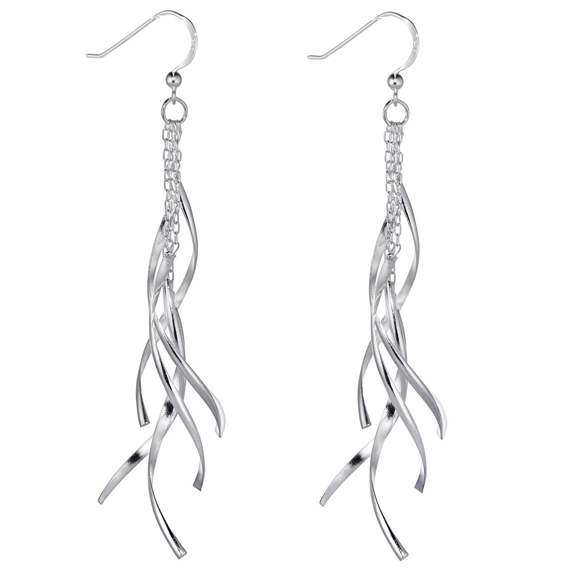 MATERIA Ohrhänger Spirale 92mm – 925 Sterling Silber Ohrringe – mit Geschenk-Box