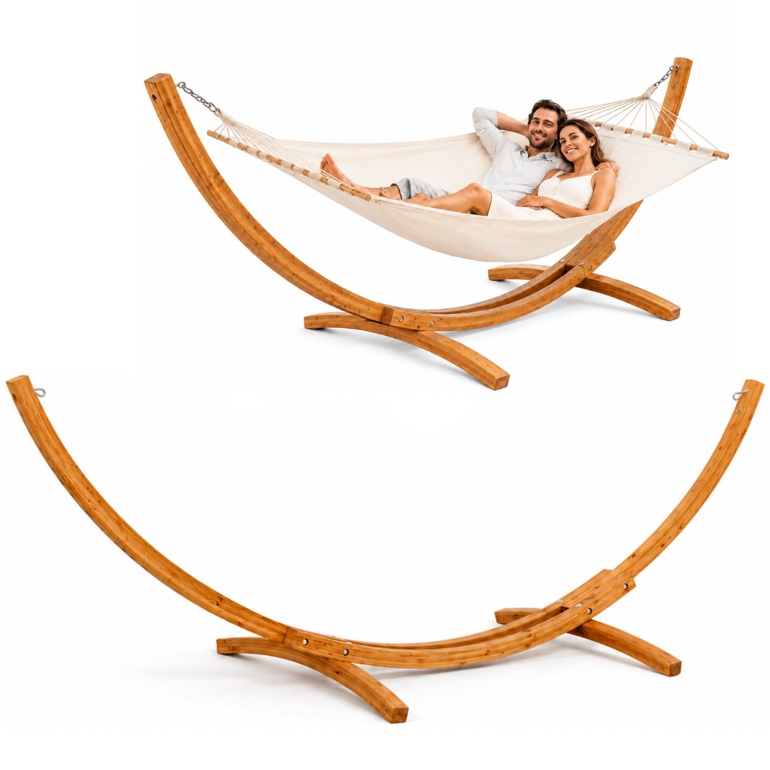 AMANKA Soporte para Hamacas de Madera Exterior 325 cm - Marco Colgante para Jardín y Terraza