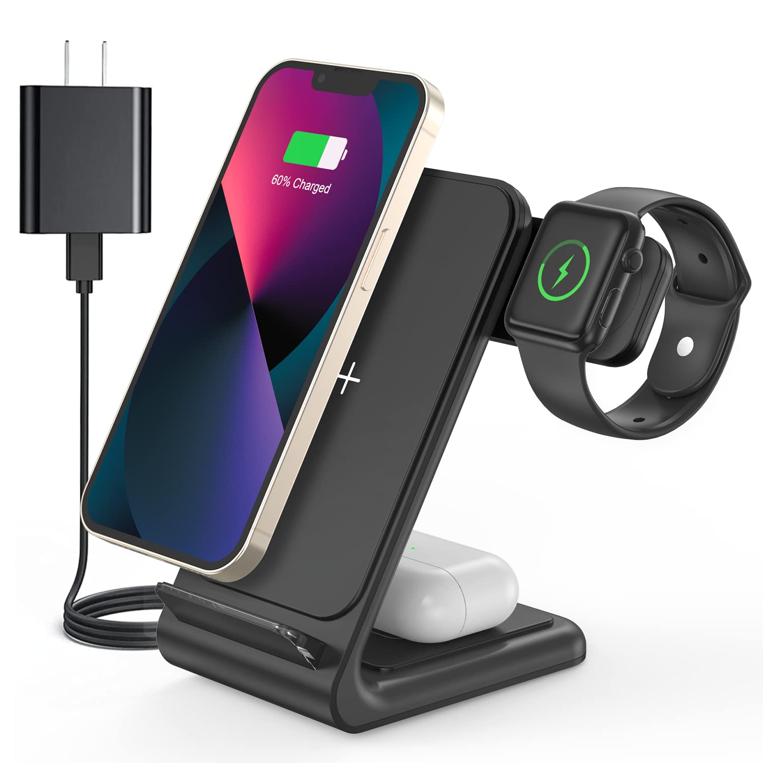 MGG in Wireless Charging Station for Apple: Wireless Charger Stand for  iPhone 15/14/13/12/11/SE/X/8 Pro Max Plus Mini, Charging Dock for Apple