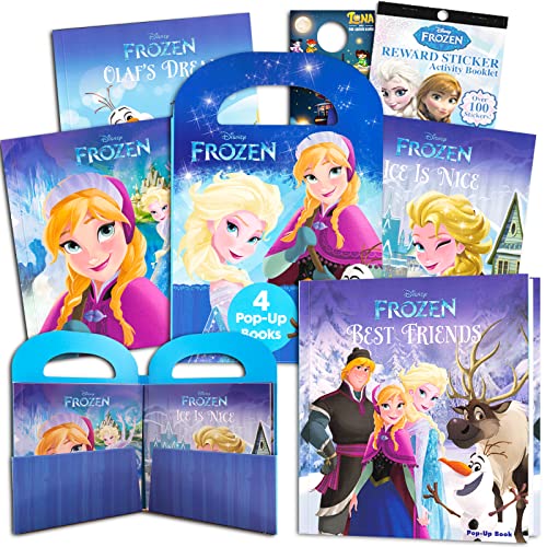 Disney Frozen Pop Up Books Set ~ Bundle with 4 Disney Frozen Bedtime Stories, Frozen Stickers, More | Disney Frozen Storybooks for Toddlers Kids