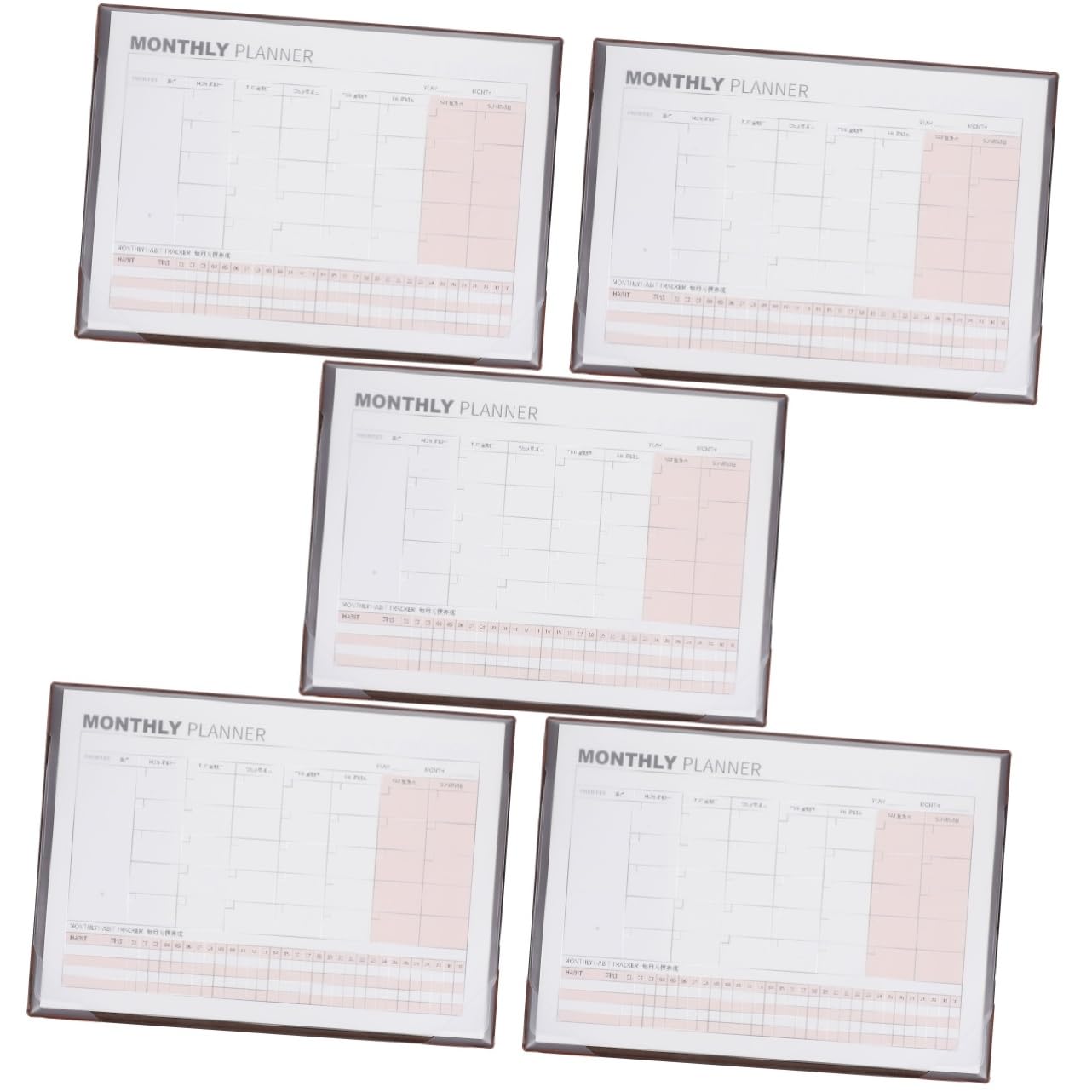 VILLCASE 5piezas Calendario De Escritorio Auto-rellenable Planificador Mensual Notas De Agenda Para Oficina y Estudio Diseño Simple y Práctico