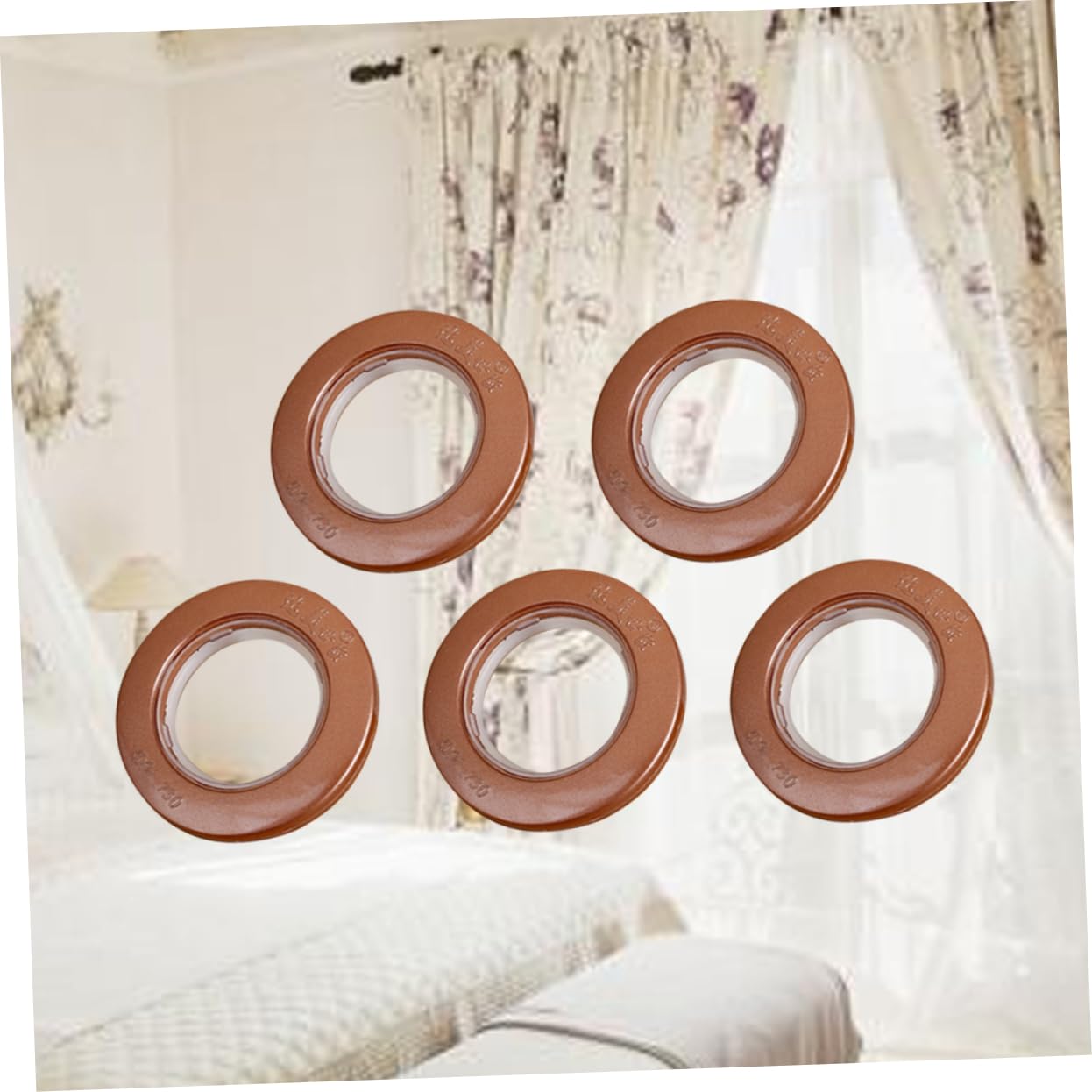Amosfun Anelli per Tende da Doccia in Metallo 85 Pezzi Color caffè | Finitura Robusta Superficie e Elettroplaccata Liscia in Tenda e Drappo Casa