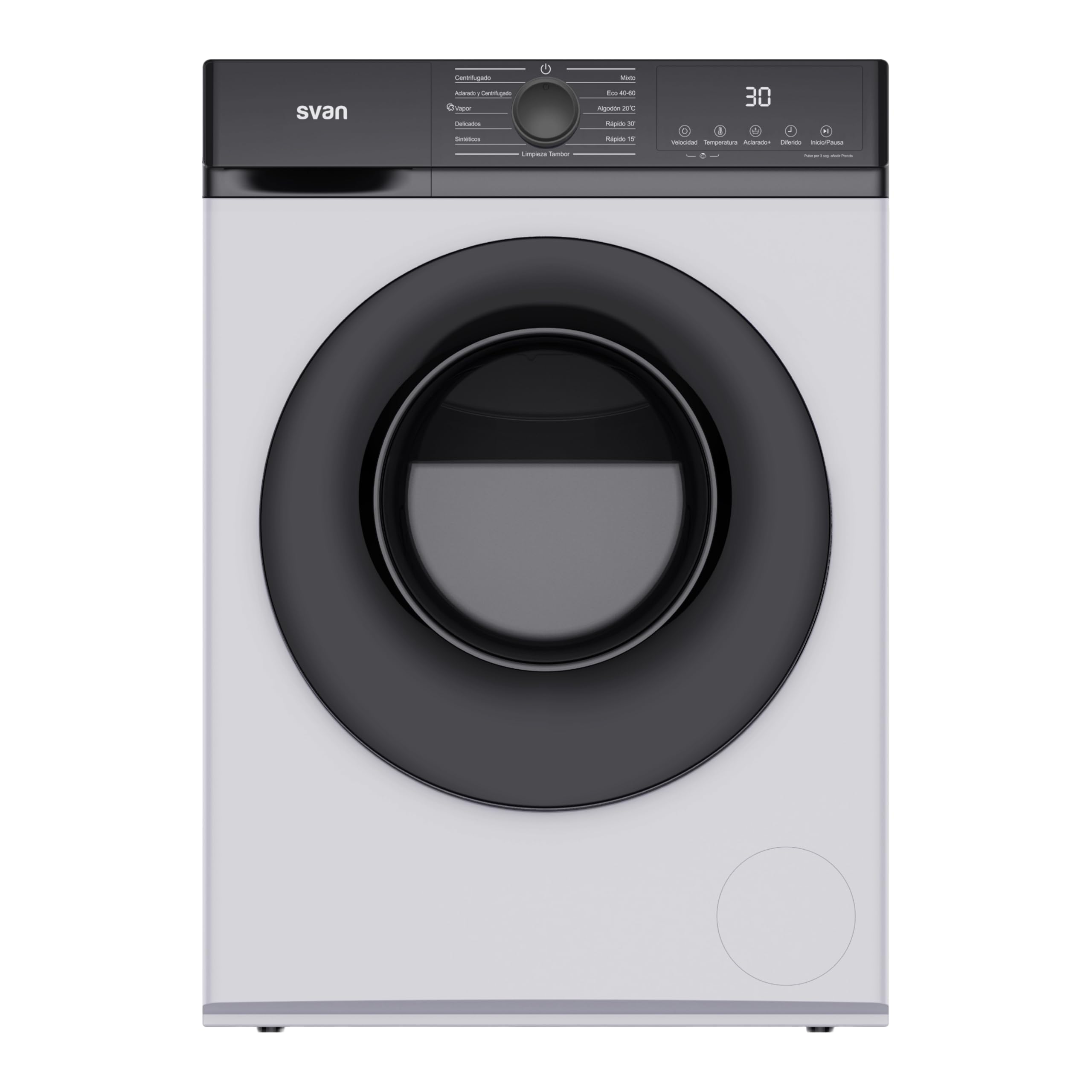 Svan Lavadora 10 Kg Carga Frontal Blanco SL10400AIDV. 1600W, 1400rpm, Motor Inverter, 11 Programas, Función Stop&Go, Tambor Diamante, Clase de Eficiencia Energética A