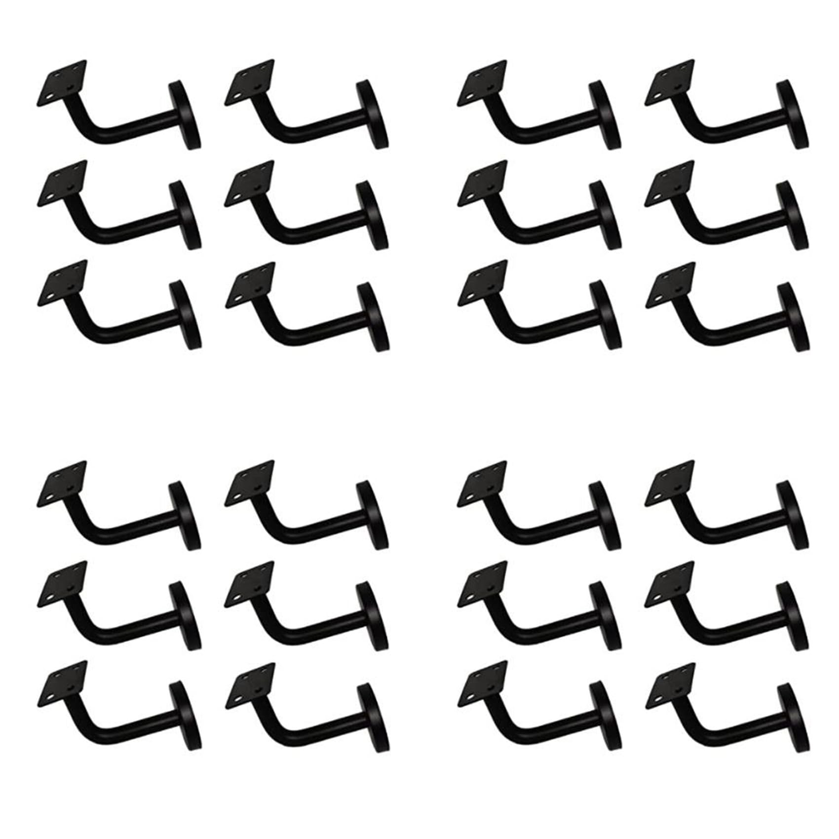 Jnchdghwa Black 24 Pcs Stainless Steel Stair Handrail Bracket, Heavy Duty Stair Rail Support, Railing Brackets For Flat Rails,60X60mm