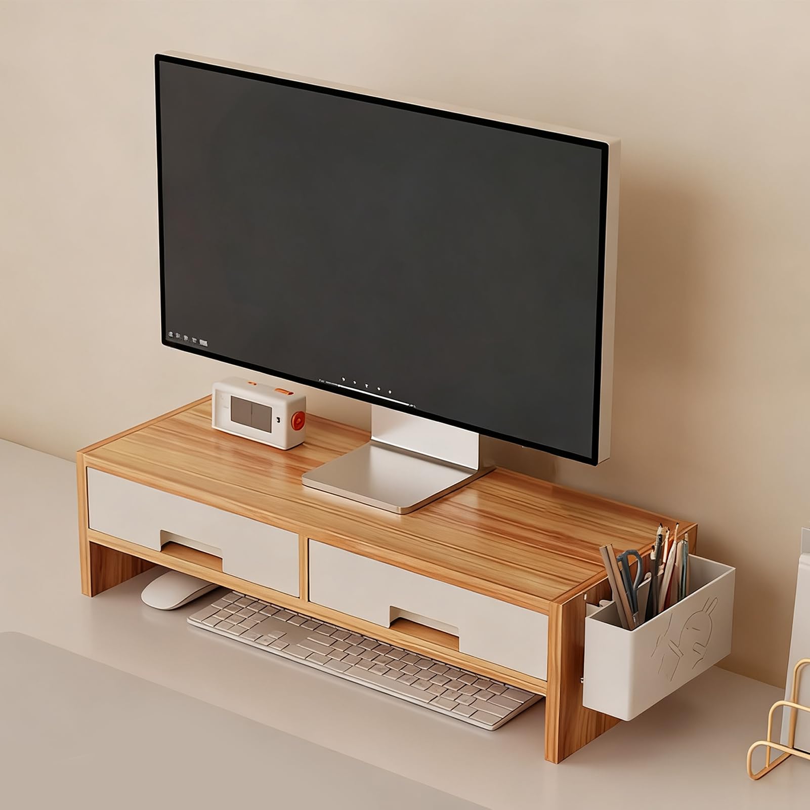 Alzaschermo Supporto Robusto Con Estensione Regolabile E Organizzatore | Alzatore Monitor Per Scrivania Computer Per Famiglia E Casa Uso Interno Studio Camera Da E Stanza