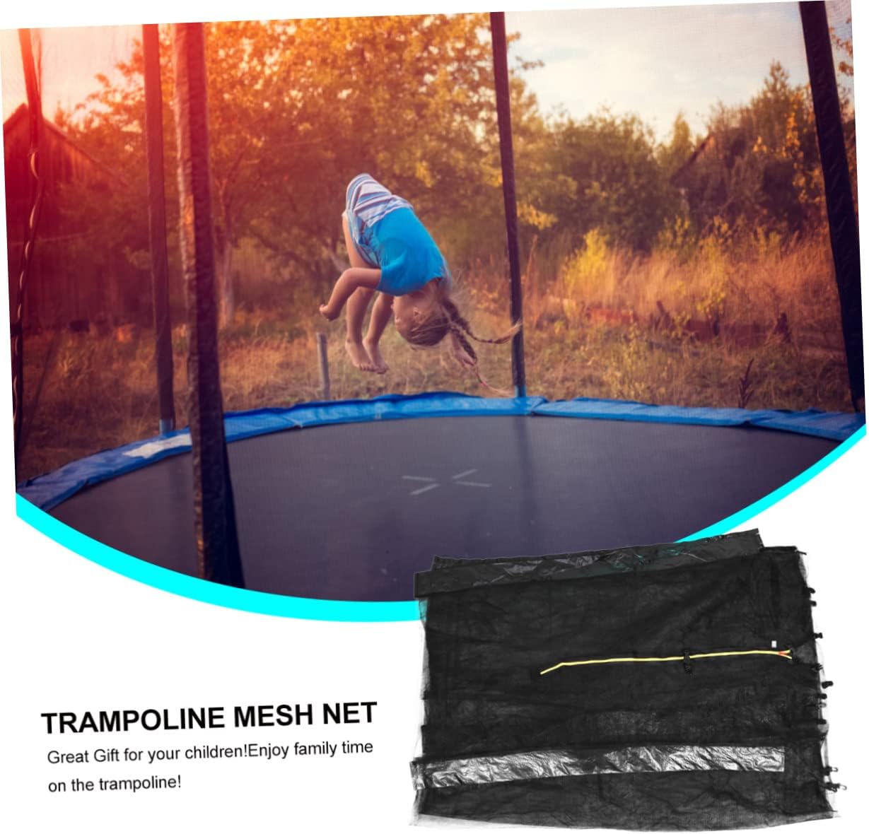 Happyyami Trampoline Protective Net Fall Safety Enclosure High Density Mesh Zippered Buckles for Boys and Foot Trampolines Diameter