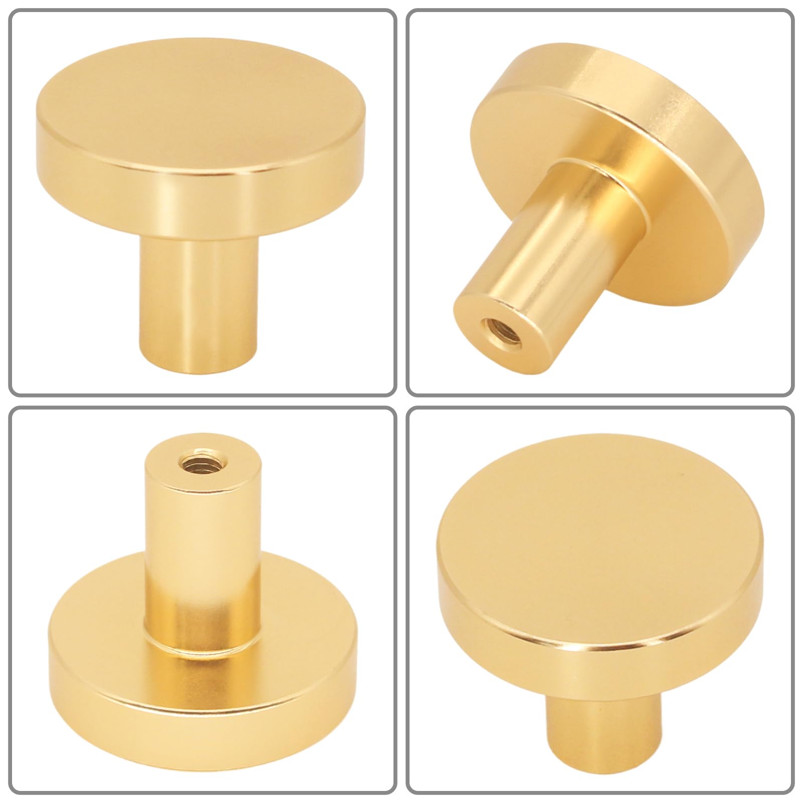 HANIHUA 12 Pack Gold Cabinet Knobs Drawer Knobs Brushed Brass Dresser Knobs,  Round Gold Knobs for Dresser, Solid Single Hole Kitchen Knob for Cabinets  and Drawers