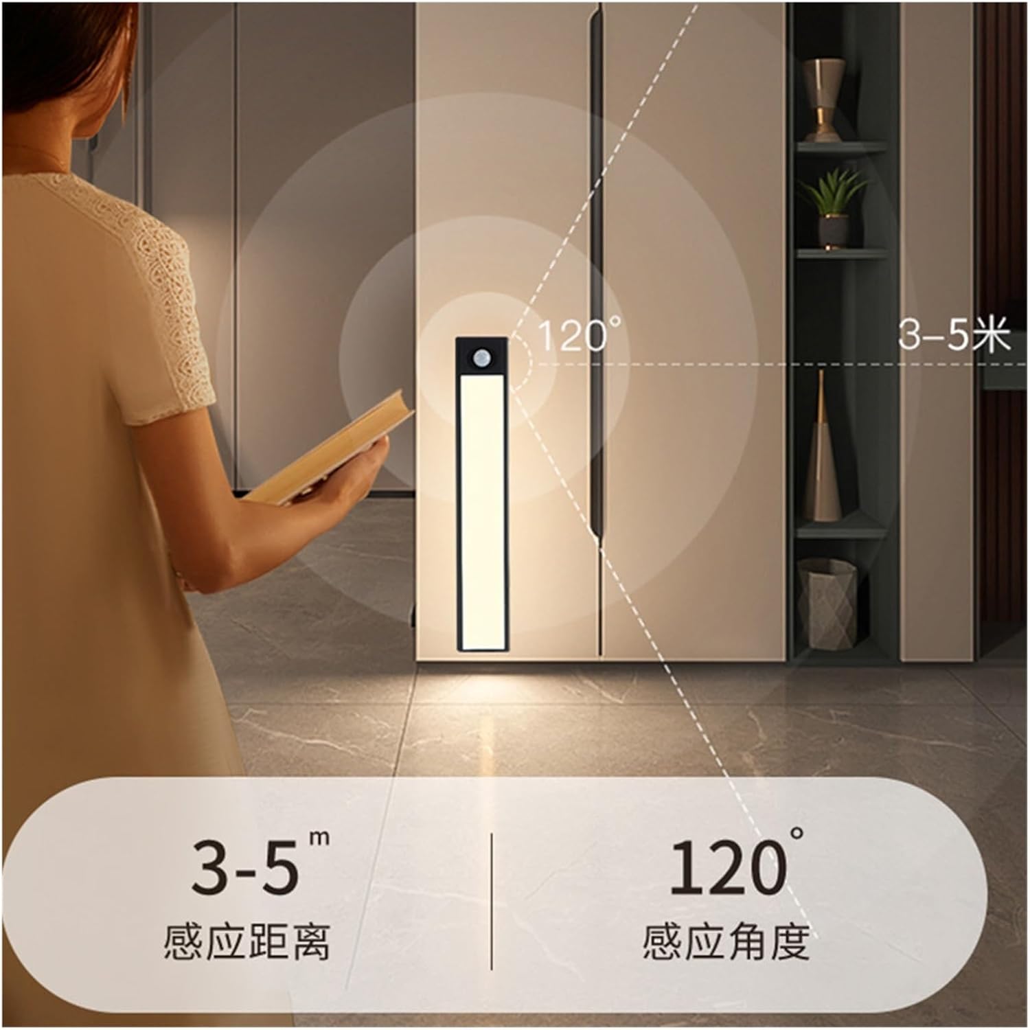 MeLphi Ultra-Thin Human Body Induction Cabinet lamp Wine Cabinet Wardrobe Shoe Cabinet Corridor lamp USB Rechargeable Wireless Magnetic LED Light Strip (Color : Warm Light 3000K, Size : 400mm -2W)