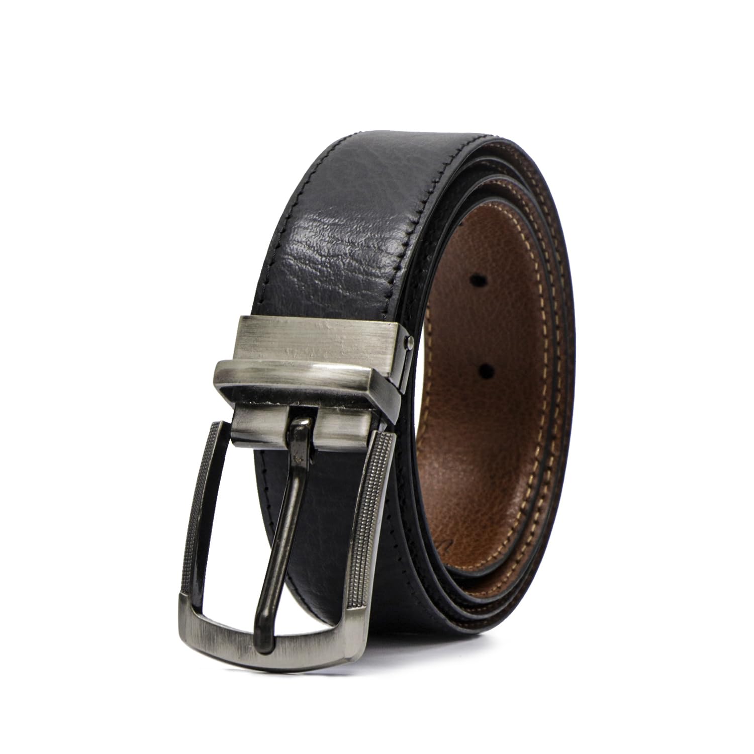 Premium Reversible Leather Belt for Men | Genuine Leather Strap | Gunmetal Finish Pin Buckle | Formal & Casual Wear | XXL Size-image-22