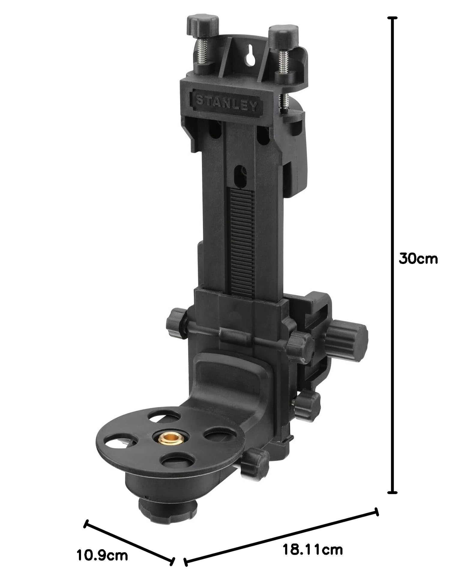 STANLEY 1-77-172 Support De Fixation Murale - Robuste Pour Niveaux Lasers Rotatifs Et Niveaux Laser Croix Et Multilignes - Filetage 5/8" - Ambase Murale Hauteur Grande Capacité