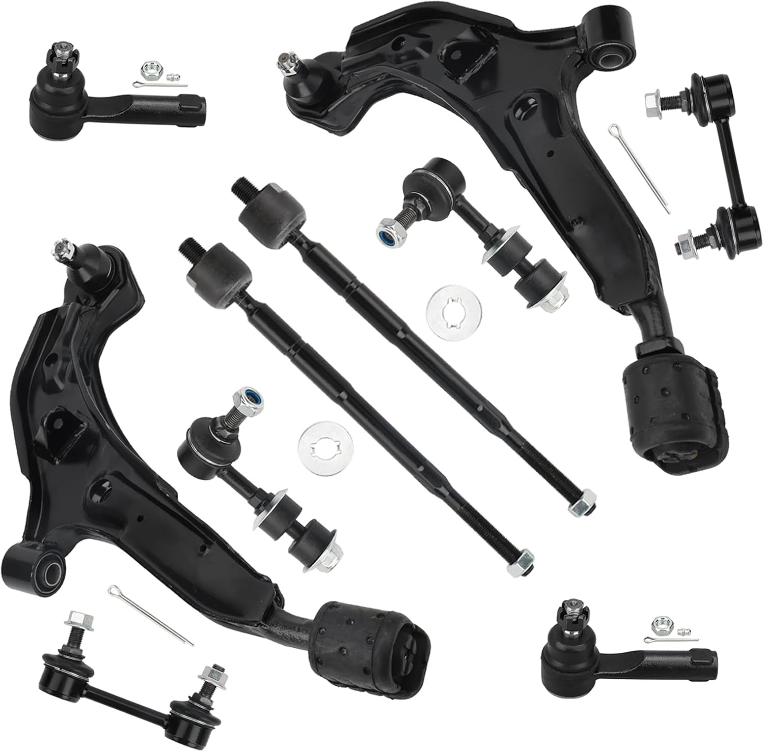 Front Lower Control Arm Set Compatible with Nissan Altima 1998 1999 2000 2001 Rear Sway Bar End Links - Inner Outer Tie Rods - Steering Rack Boots - 12pc