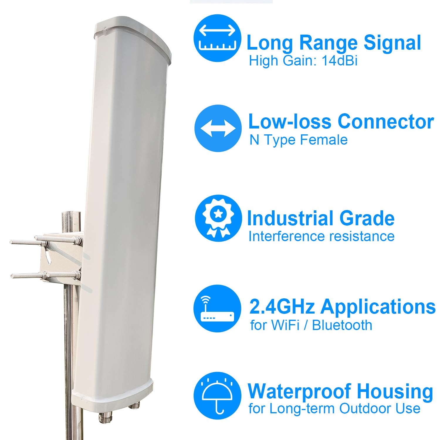 Zewnętrzna antena WiFi 2,4 GHz 2 x 2 wysokie wzmocnienie 14dBi do kierunkowego wzmacniacza przedłużającego dalekiego zasięgu ze złączem 4,9 m kabel rpsma SMA