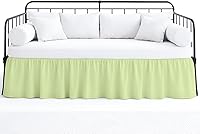 Vista 15 de Falda de cama con volantes con esquinas divididas para camas de día tres lados de cobertura, fácil ajuste, fabricada con microfibra cepillada