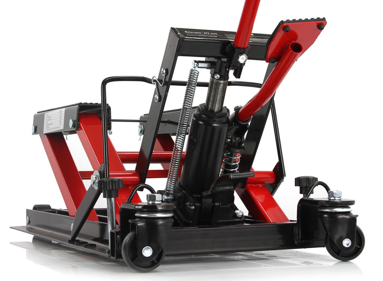 Sollevatore Idraulico 680 kg Ruote Sollevamento 12-38 cm per Moto Quad Veicoli Fuoristrada
