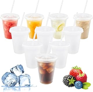 10 reusable plastic glasses, plastic glasses with lids and straws, color changing glasses, drinking glasses, party glasses, travel kits, party glasses for coffee