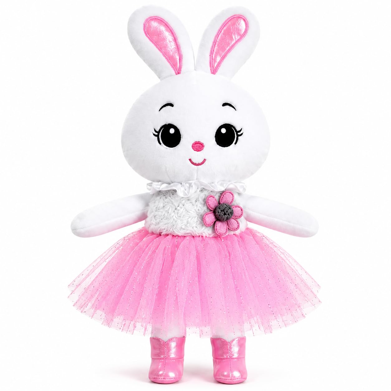 Bunny Rabbit Plush Soft Toy for Girls - Pink Tutu Ballerina Dress, Shimmer Tulle Skirt, Flower Detail, Shiny Boots, 43cm Soft Huggable Stuffed Doll, Birthday Gift for Kids & Baby Girls Toy-image-39