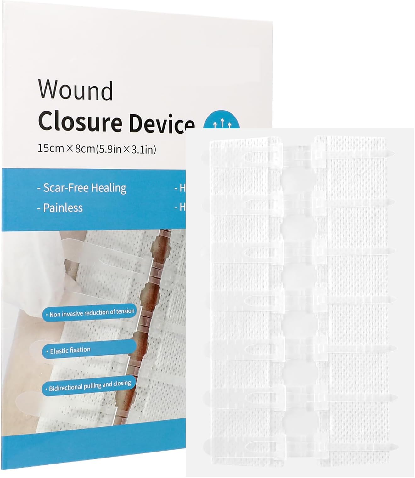 Wound Seam Strips 8 x 15 cm Wound Seam Strips Clamp Plaster B Wound Closure Strips Bandage Self-Adhesive for Camping Outdoor