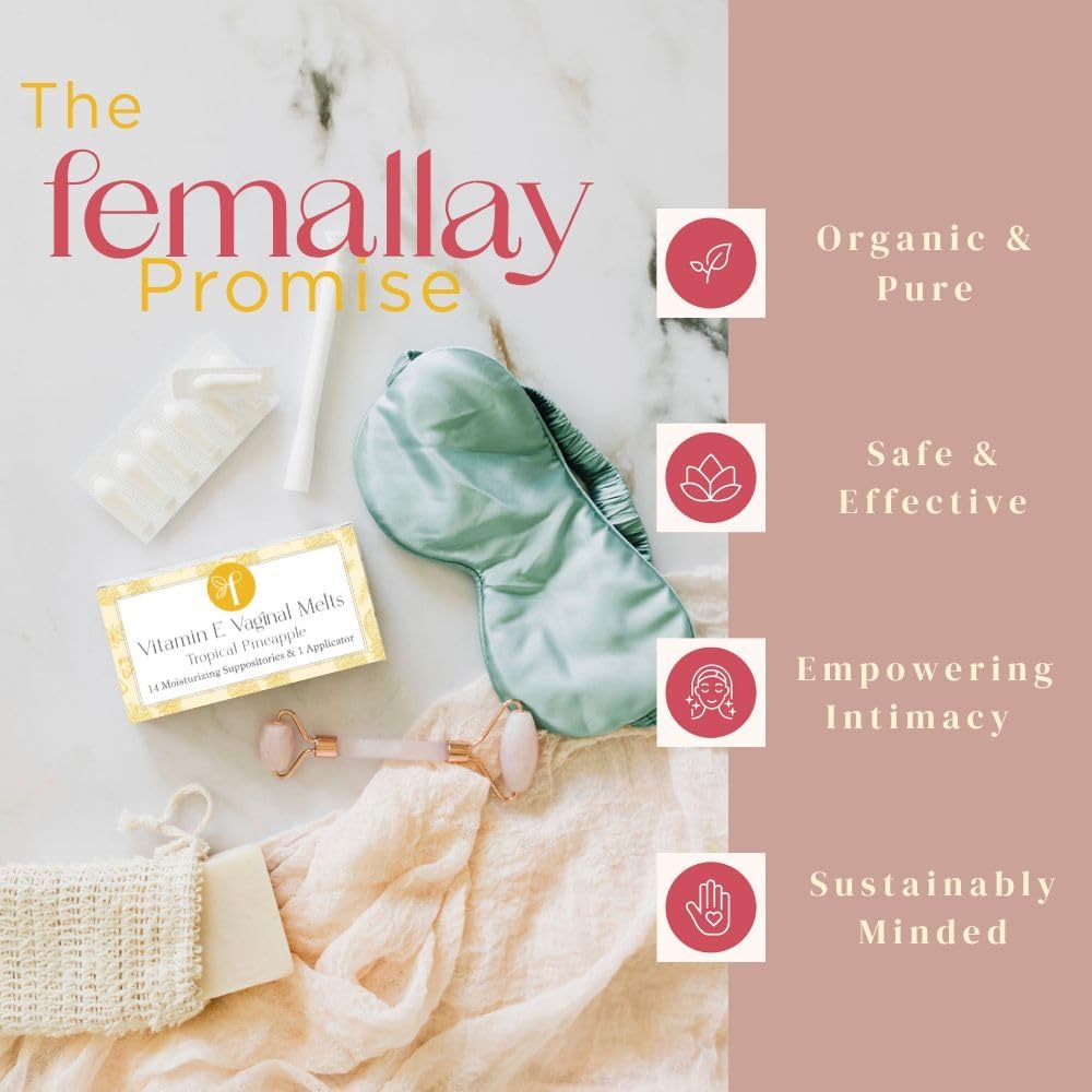 Femallay Organic Vaginal Melts – Pineapple – Moisturizes and Refreshes – 14 Count + Applicator