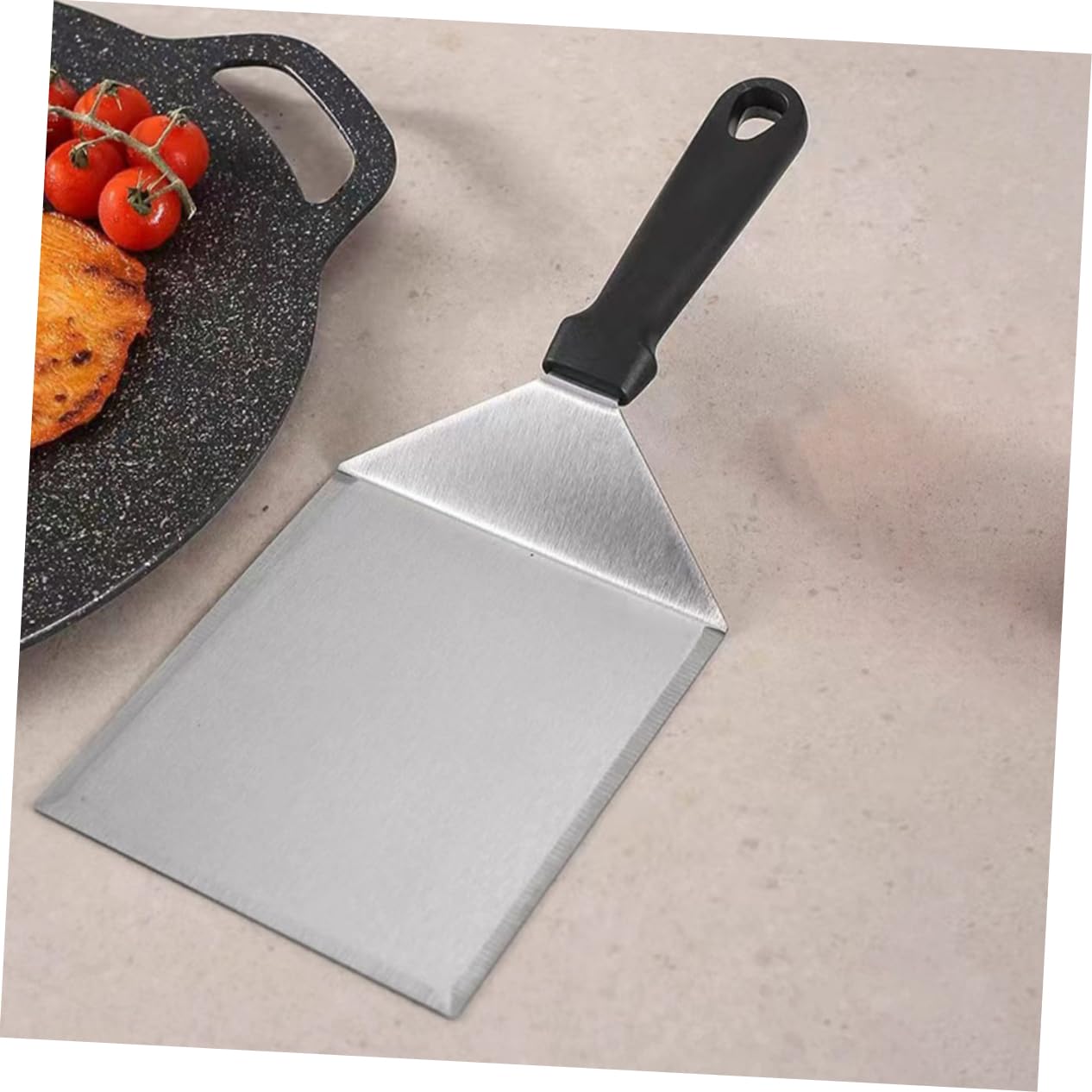 Set Utensili Barbecue 3 Pezzi in Acciaio Inossidabile | Impugnatura Pp, Pressa per Bistecca e Spatola, Uso Cucina e Burger Fai da Te