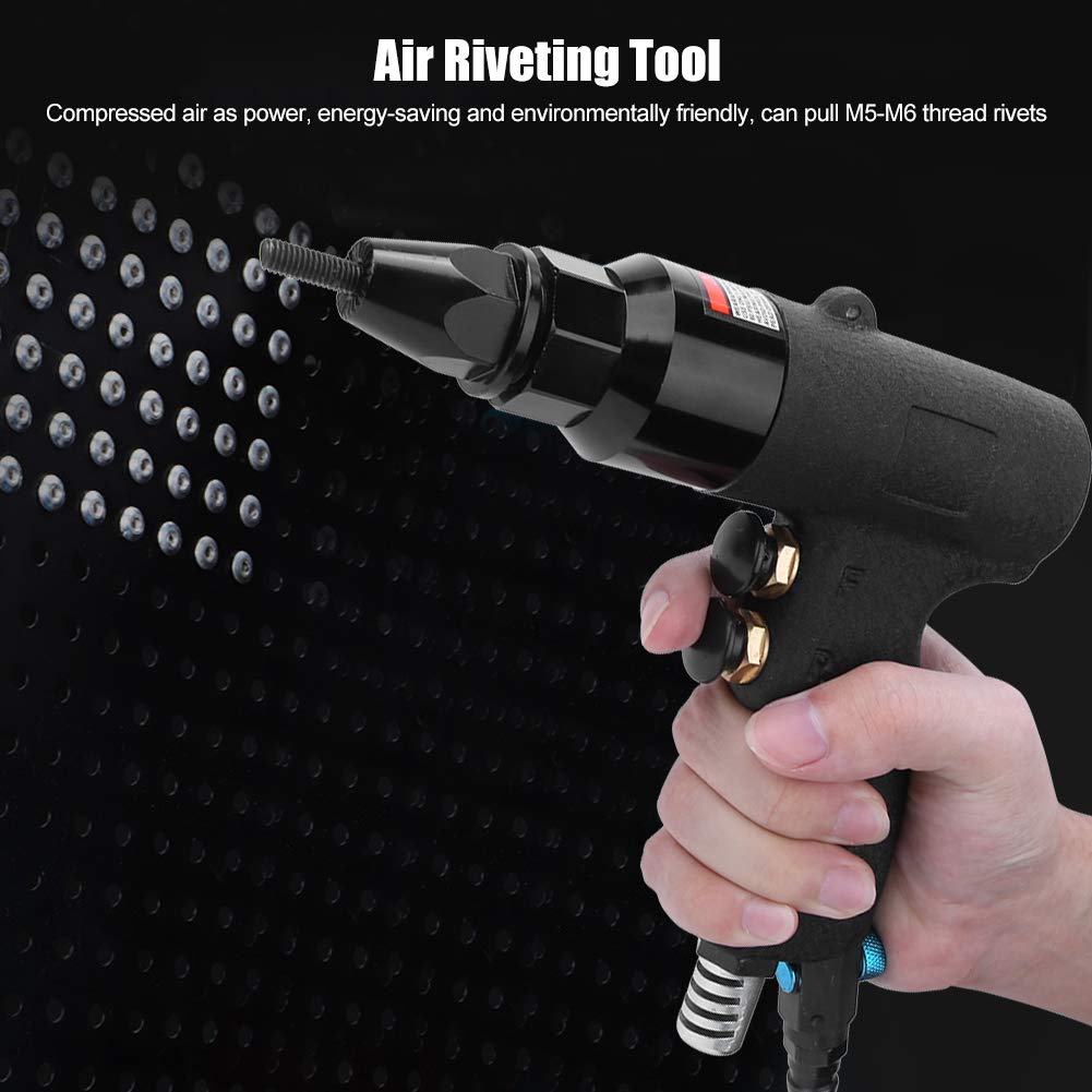 Fafeicy Pistola per Rivetti, Utensile per Rivettatura Pneumatica con Pistola per Rivetti, Utensile Elettrico Manuale per Rivettatura Pneumatica con Filettatura M5-M6 700 Giri/min,