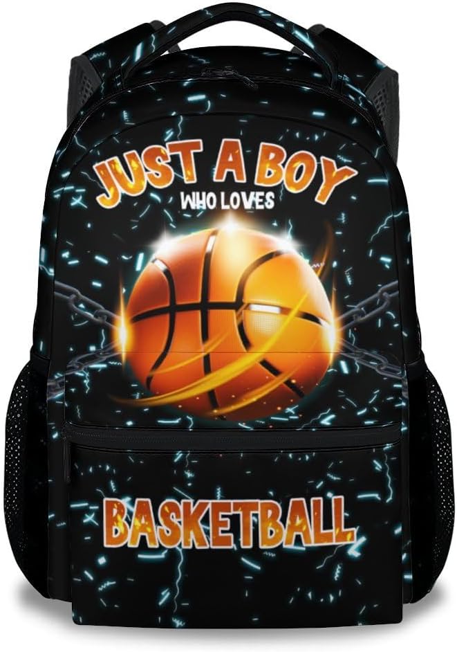 UNIKITTY Kids Backpack for Girls Boys, Basketball Backpack for Elementary Middle School, 17" School Backpack for Students, Red Funny Bookbag with Adjustable Straps