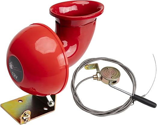 FARBIN Loud Raging Bull Horn Hand Pull Lanyard Electric Air Horn Raging Sound with Manual Pull Lever for Truck Boat Super Loud Car Horn (Bull Sound Horn Cable Switch, 12V)