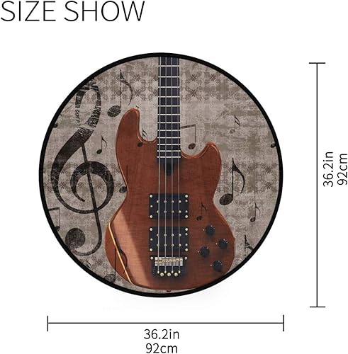 Miniatura 3 de ALAZA Grunge - Alfombra redonda antideslizante para guitarra musical retro, para dormitorio, sala de estar, estudio, juego, alfombra de suelo, 3