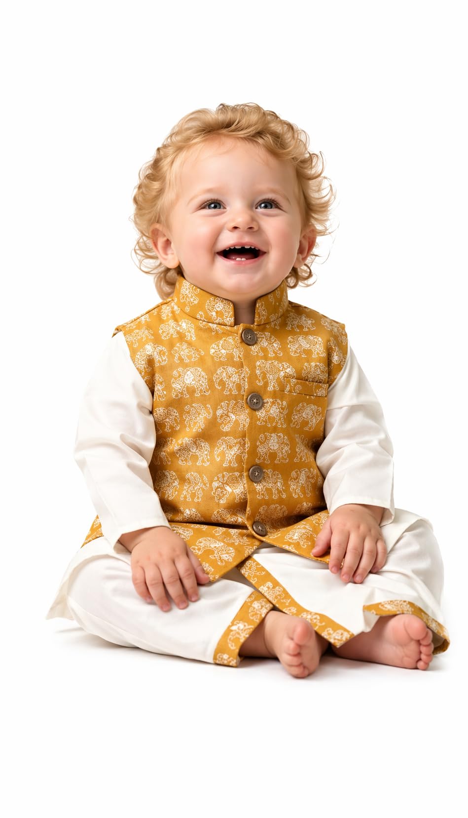a.t.u.n. (all things uber nice) Baby Boys Ethnic Kurta Dhoti Set with Printed Nehru Jacket | Traditional Indian Festive Clothing Set| Elegant Wedding Celebration Outfit | Premium 3 Piece Kurta Set-picture-52