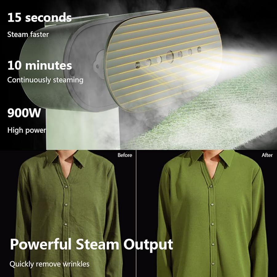 Nexdoo G6 Steamer for Clothes Portable 2-in-1 Travel Steamer Iron for Clothes, Just 0.7lbs Lightly, 10 Minutes of Continuous Steam, 900W Light Steamer for travel and home (green) - image 3
