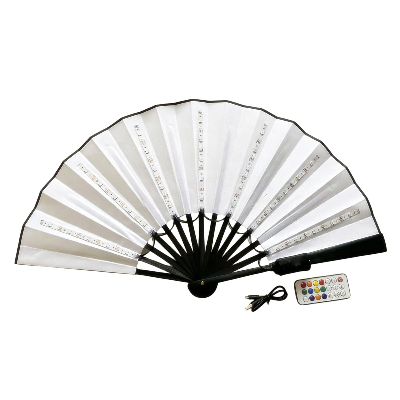 carotoe Glowing Wooden Folding Fan with Multiple Color Picks Ideal for Gatherings and Decorations Festival Light Fan