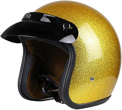 Casco retro de motocicleta de cara abierta 34 con visera aprobado por DOT, color novedoso para hombres y mujeres adultos, casco vintage de media
