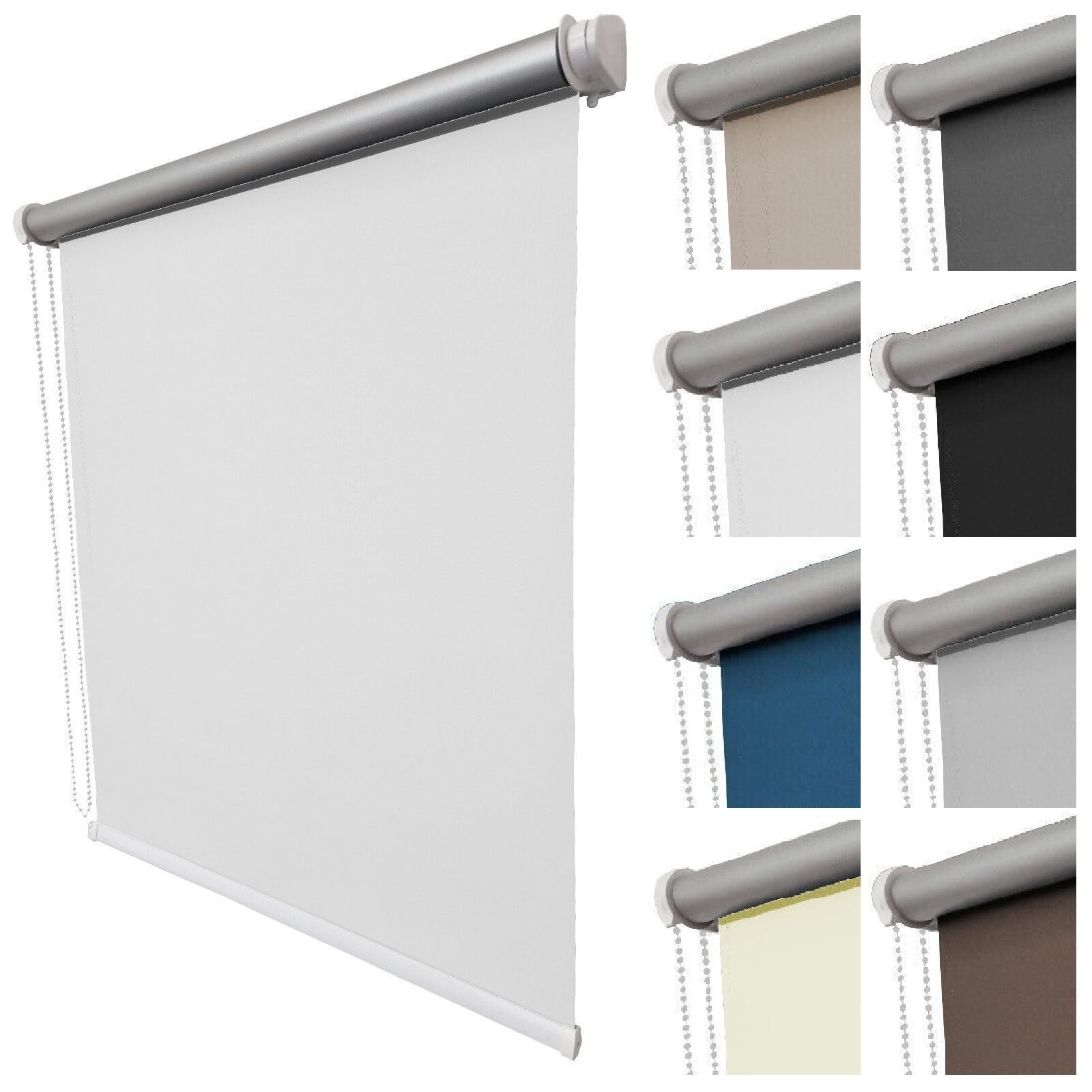 Verdunklungsrollo Thermo Rollo Fensterrollo lichtundurchlässig B80 x H180 cm Stoff Weiß, Verdunkelungsrollo Thermorollo Seitenzugrollo Kettenzugrollo Sonnenschutzrollo mit Bohren für Fenster