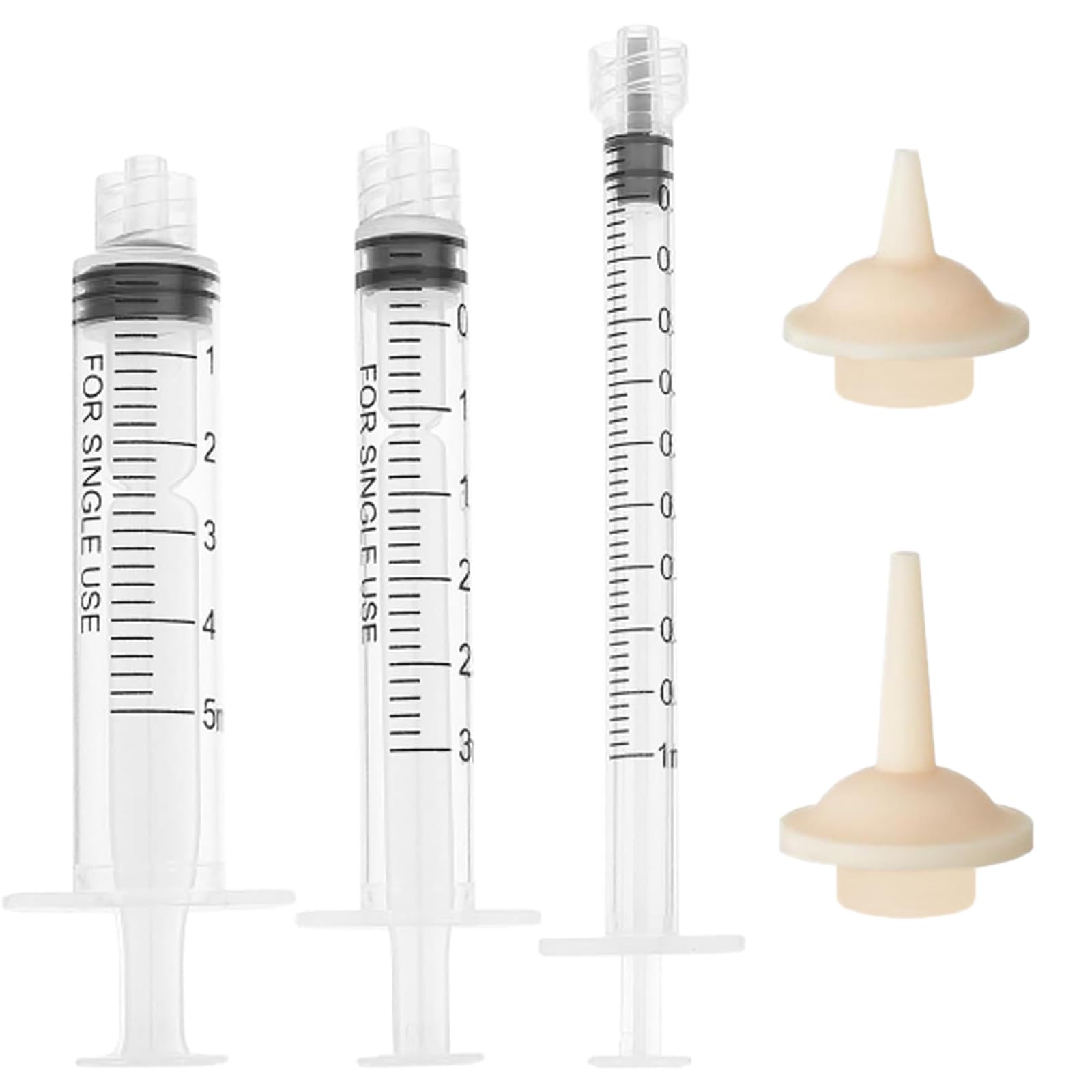 Pet Feeding Syring with Nipple, Silicone Feeding Tools for Kitten Puppy 1ML/3ML/5ML Mini Feeding Syringe and 2 Pcs Nipple for Newborn Cat Dog Small Animals Rabbits (1ml+3ml+5ml)