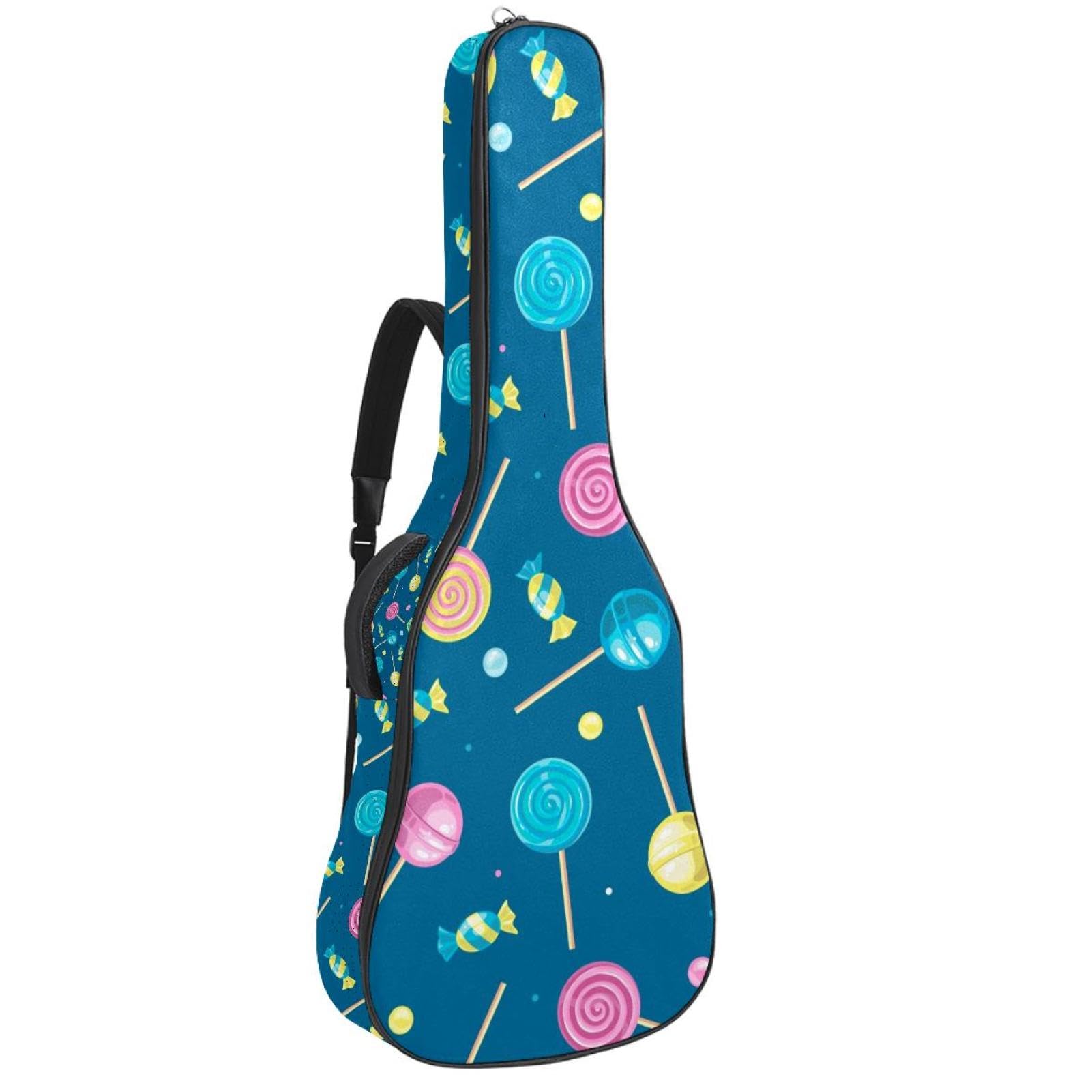Torba na gitarę akustyczną wodoodporny plecak na gitarę grubo miękko wyściełany lizak klasyczna obudowa na gitarę, wielobarwny, 42.9x16.9x4.7 in, Organizer do torby