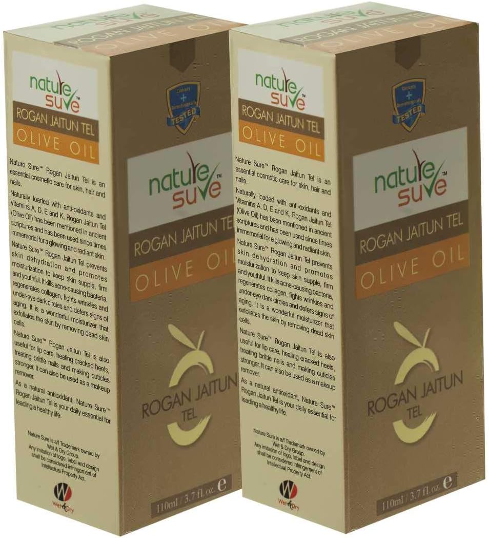 Nature Sure Rogan Jaitun Olive Oil - 2 Packs (110ml Each)