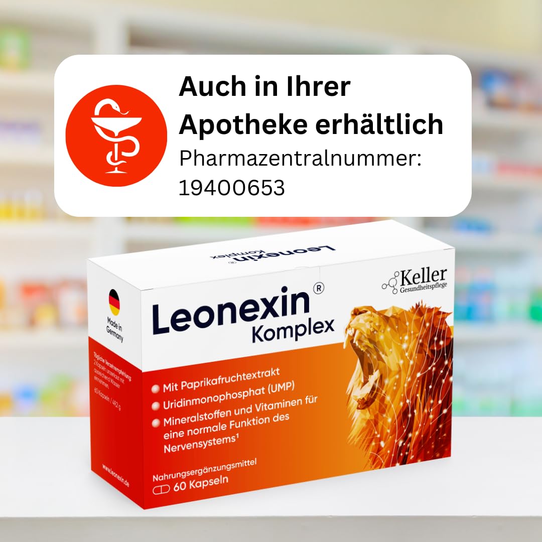 Komplex I Für Löwenstarke Nerven 60 Kapseln I Mit Uridinmonophosphat (UMP) & Paprika I Kann Nervenstärke & Entspannung unterstützen I Mit Mineralstoffen & Vitanimen I Nervenkomplex