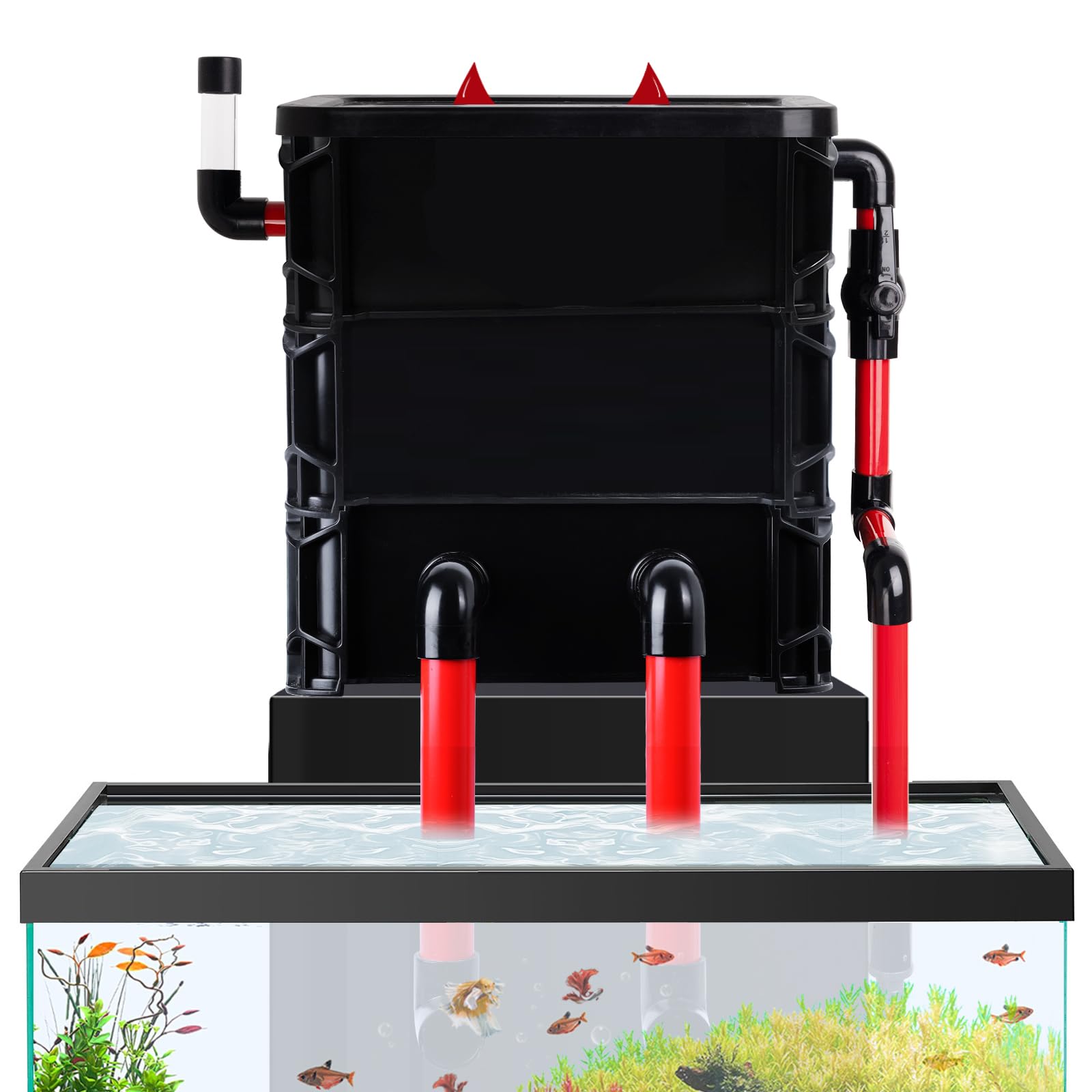 Filtro per acquario a 3 strati per acquario da 10-75 galloni/serbatoio per tartarughe, ingresso acqua regolabile con 3 cuscinetti filtranti, sistema di filtraggio esterno per acquari