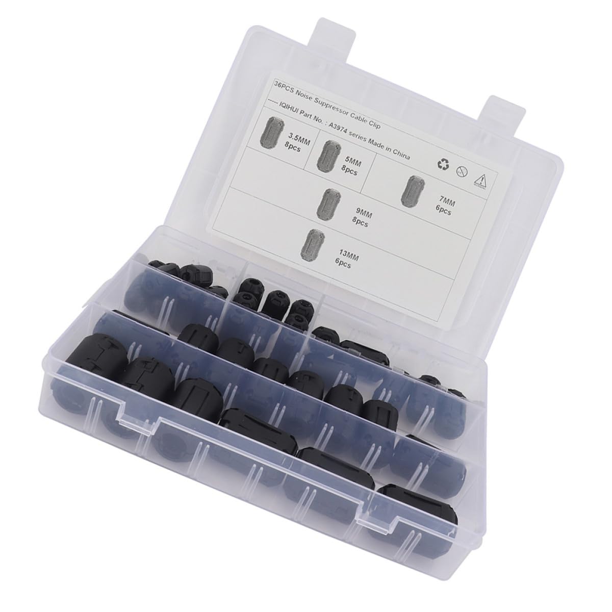 SHERCHPRY 36pezzi Anelli di Ferrite Rimovibili con Clip per Filtro Disturbi Cavo Alimentazione Riduzione Interferenze Elettromagnetiche per Uso Domestico