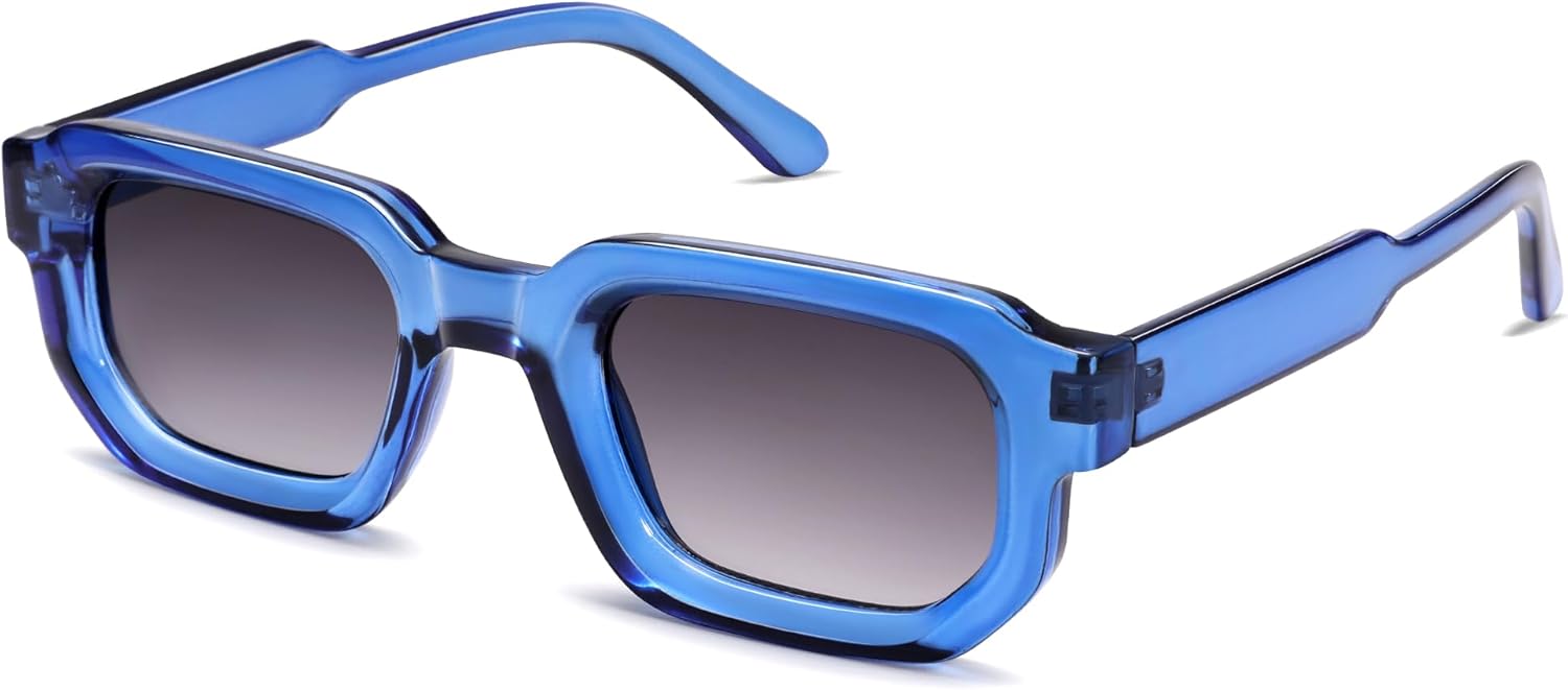 VANLINKER Retro Small Chunky Rectangle Sunglasses for Men Women Vintage Trendy Square Thick Sun Glasses VL9823