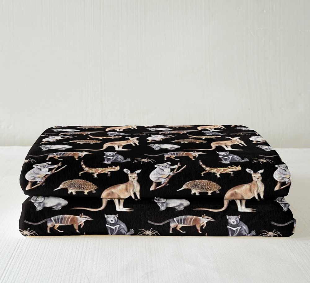 Coperta Sherpa a canguro, in pile koala, per bambini, ragazzi, ragazze, animali selvatici, coperta fuzzy per divano letto, fauna selvatica, 200 x 200 cm